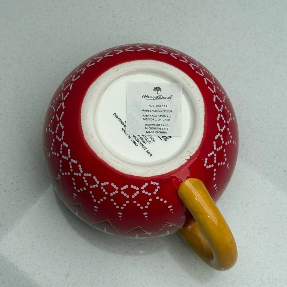 Harry & David Holiday Christmas Mug Red and White Starburst Pattern Ceramic - Picture 7 of 10